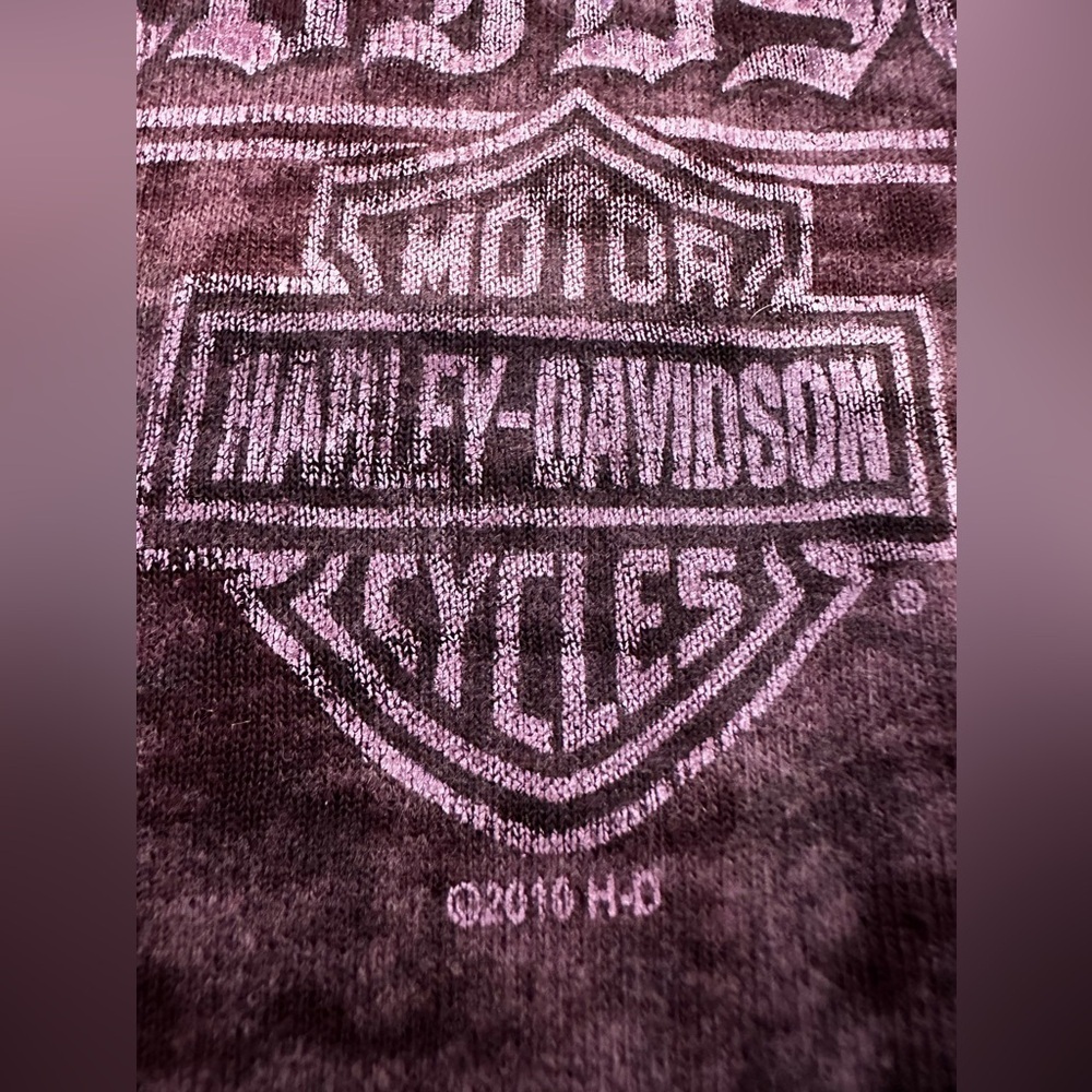 Women’s Harley Davidson Sz:S Heather Purple Lake Placid Babydoll Graphic Tee.